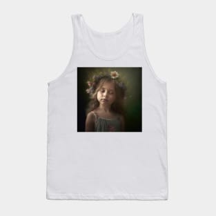 A Young Girl Wearing A Wreath of Flowers Tank Top